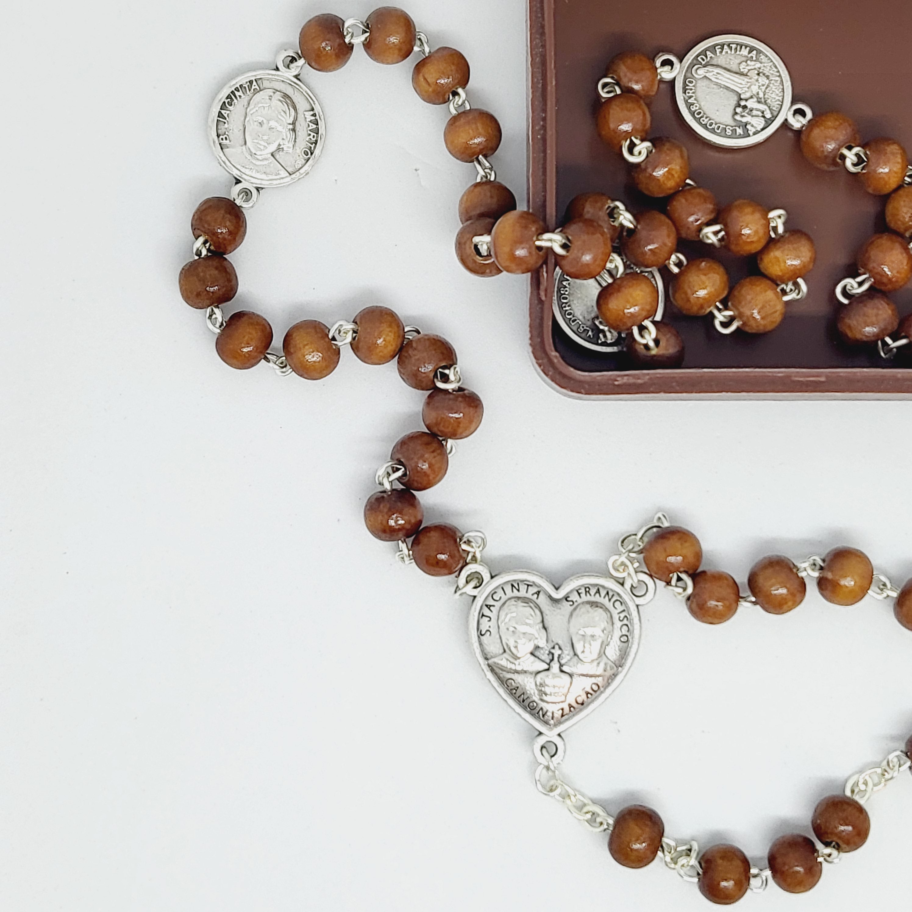 Saint Francisco and Saint Jacinta Wood Rosary