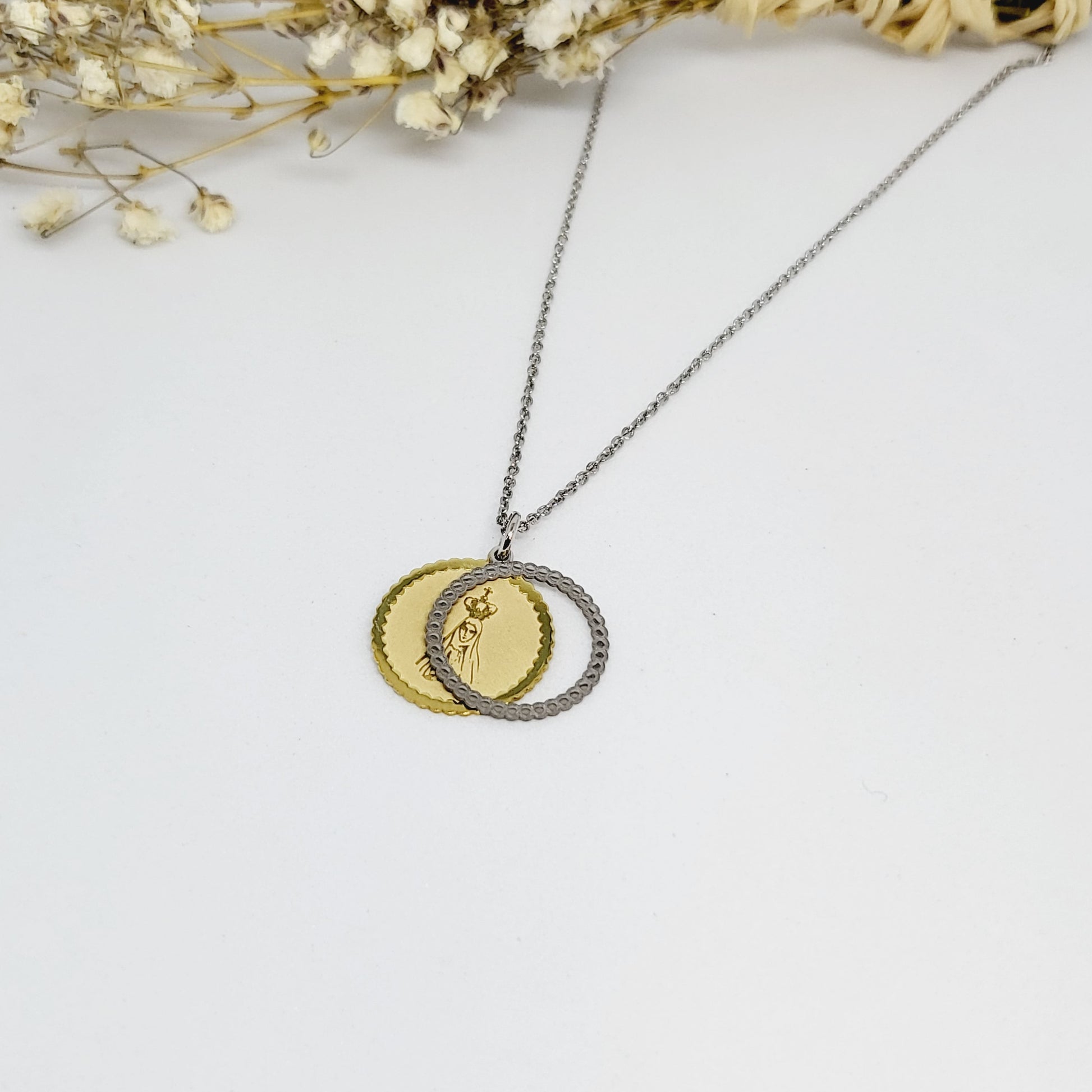 Set - Necklace + Bracelet - Our Lady of Fatima [Sterling Silver]