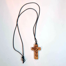 Load image into Gallery viewer, Wood Cross Necklace with Jesus image
