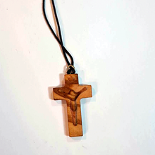 Load image into Gallery viewer, Wood Cross Necklace with Jesus image

