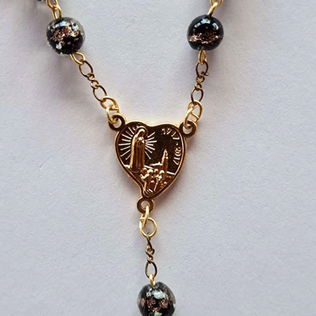 Centennial Black & Gold Murano Rosary