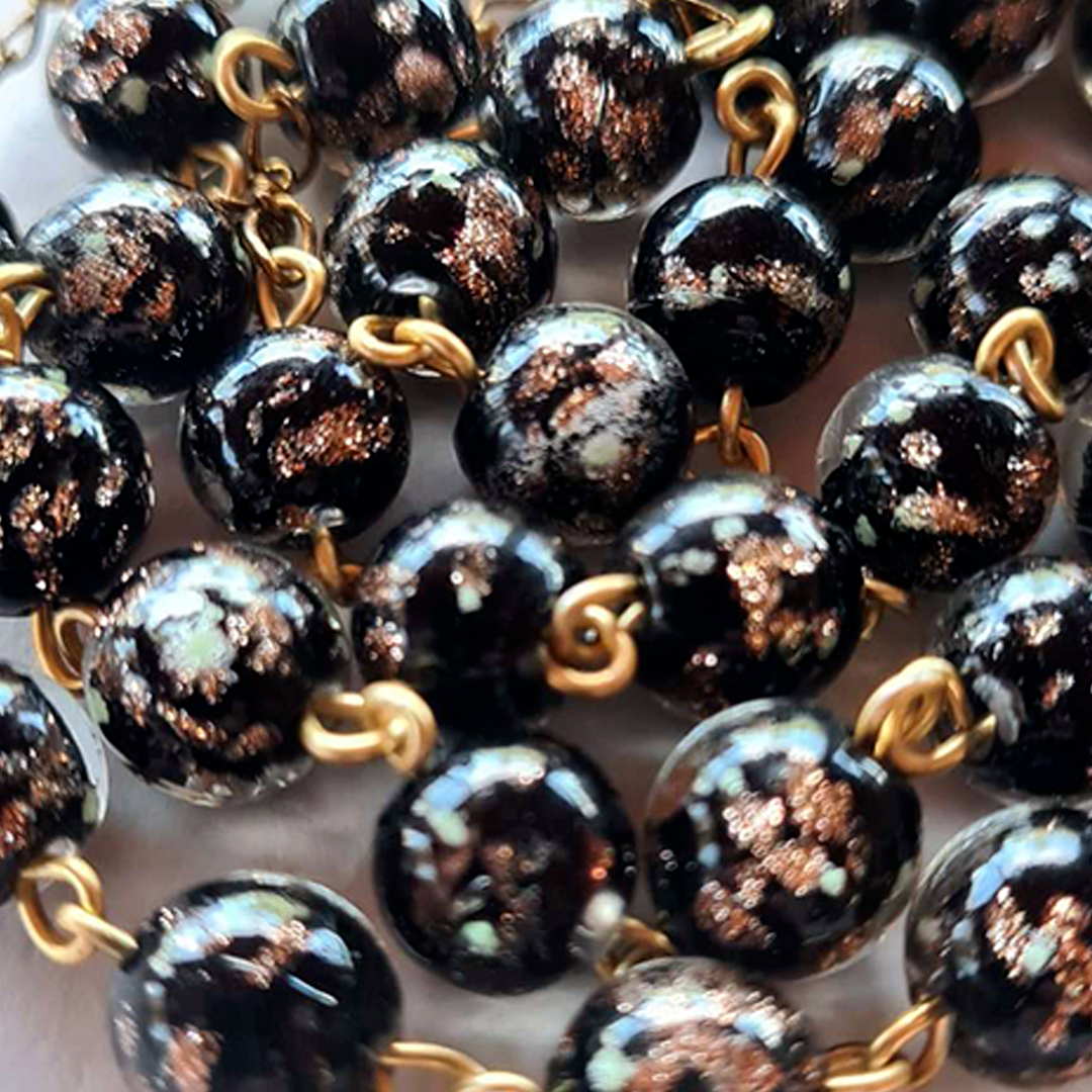 Centennial Black & Gold Murano Rosary