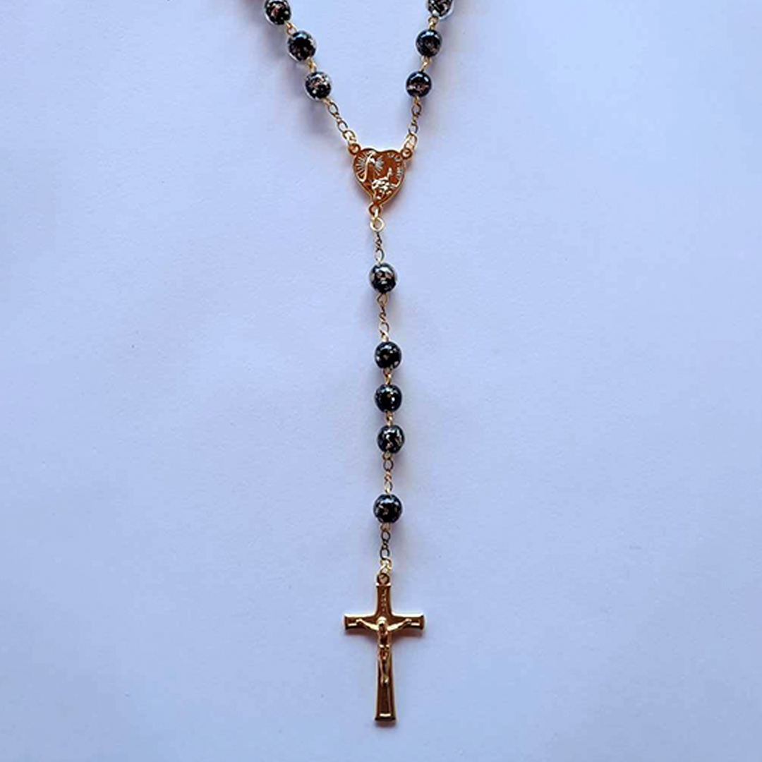 Centennial Black & Gold Murano Rosary