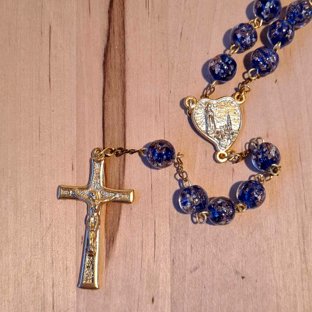 Centennial Blue & Gold Murano Rosary
