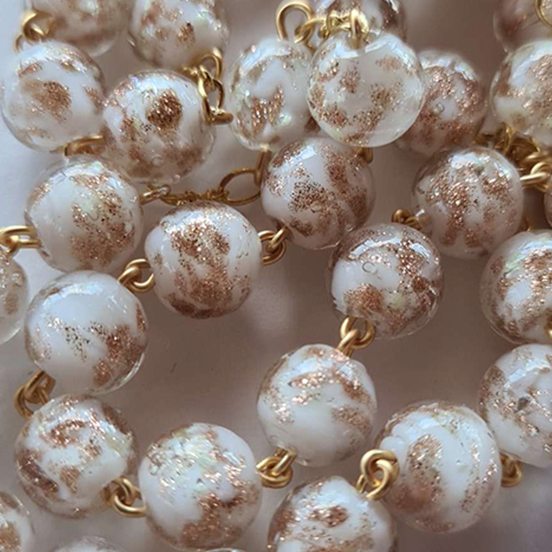 Centennial Cream & Gold Murano Rosary