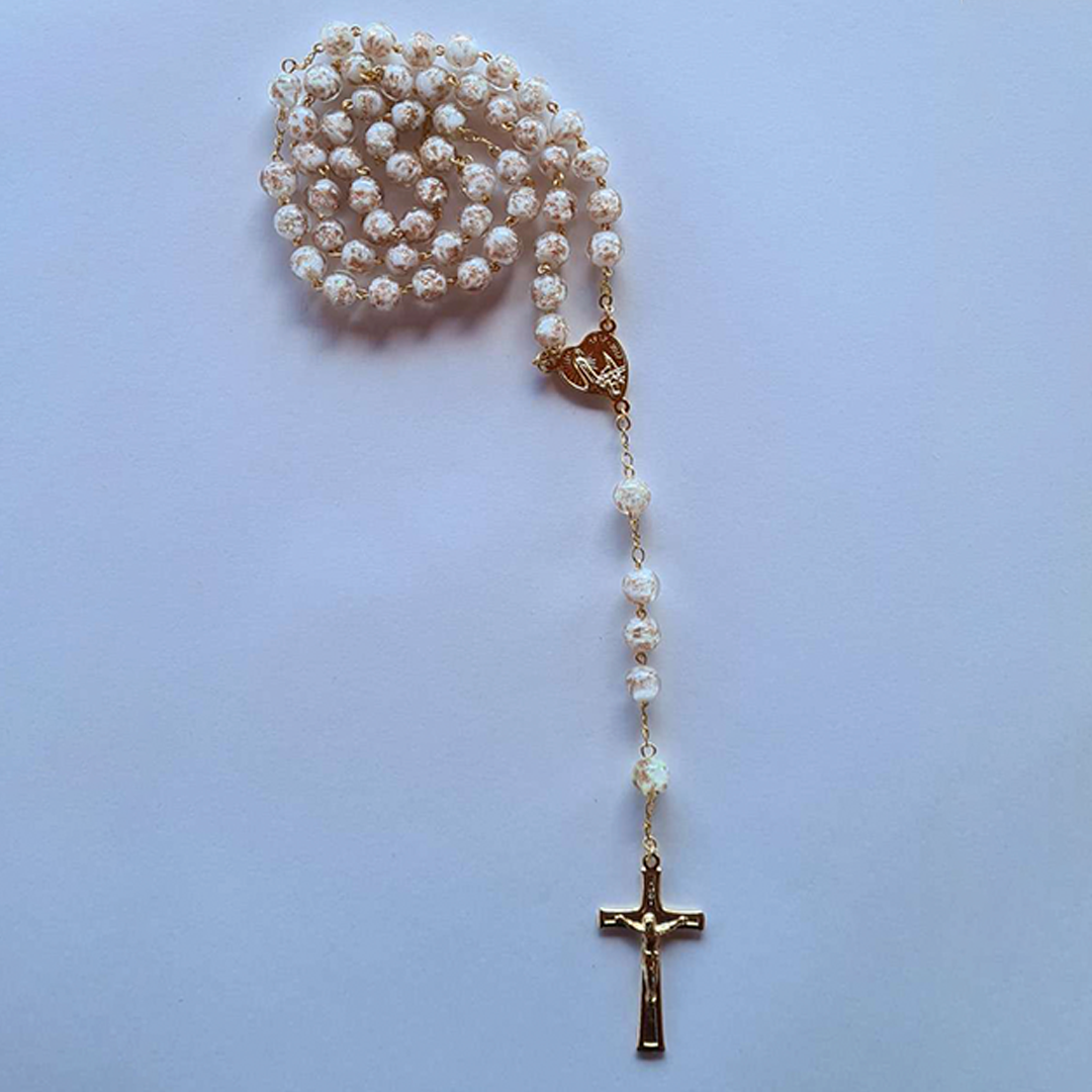 Centennial Cream & Gold Murano Rosary