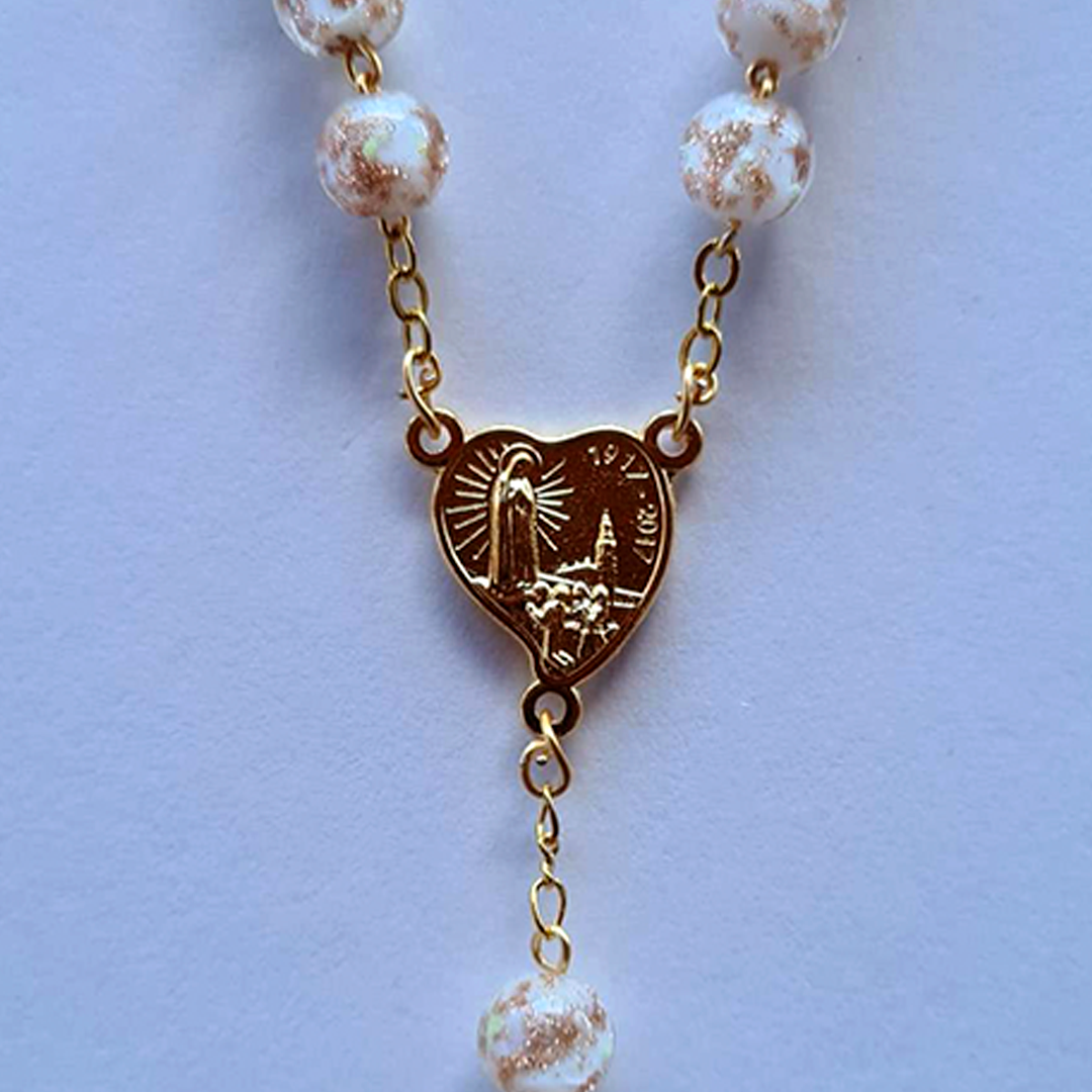 Centennial Cream & Gold Murano Rosary